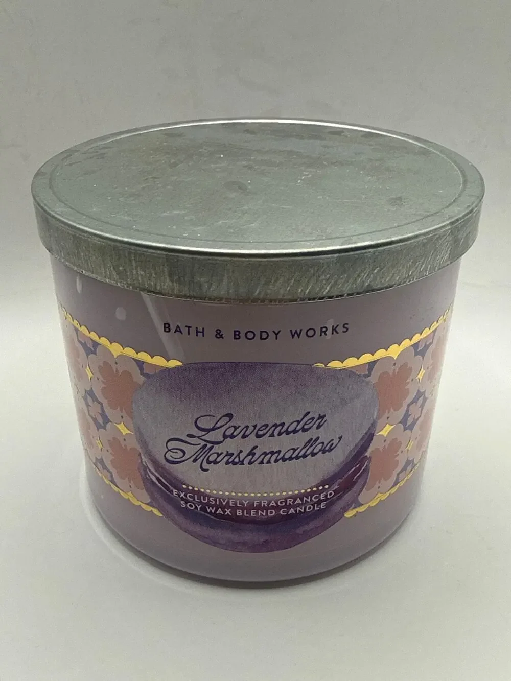 Bath & Body Works Lavender Marshmallow 3-Wick Candle New 14.5 oz Spring